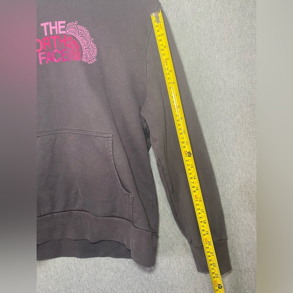 The North Face Hoodie Sweatshirt Women’s Large Fleece Pocket Washed Gray Pink - Picture 7 of 9